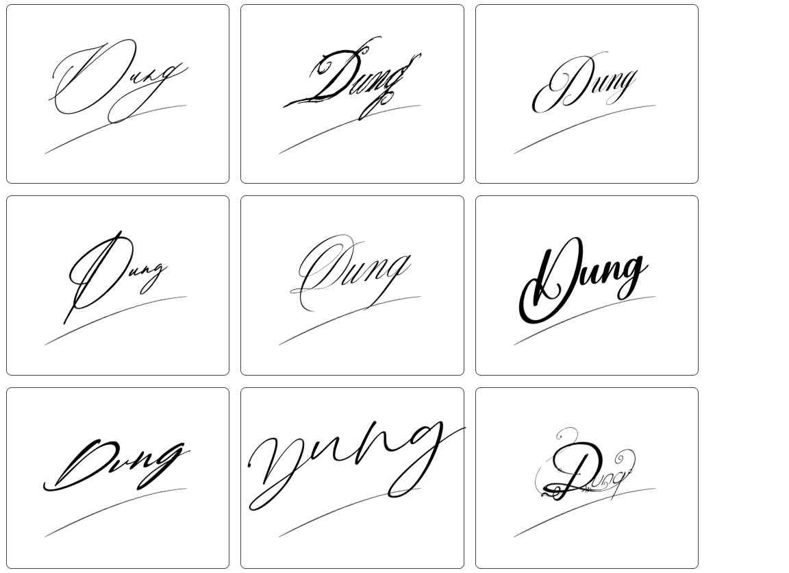 chữ ký tên Dũng