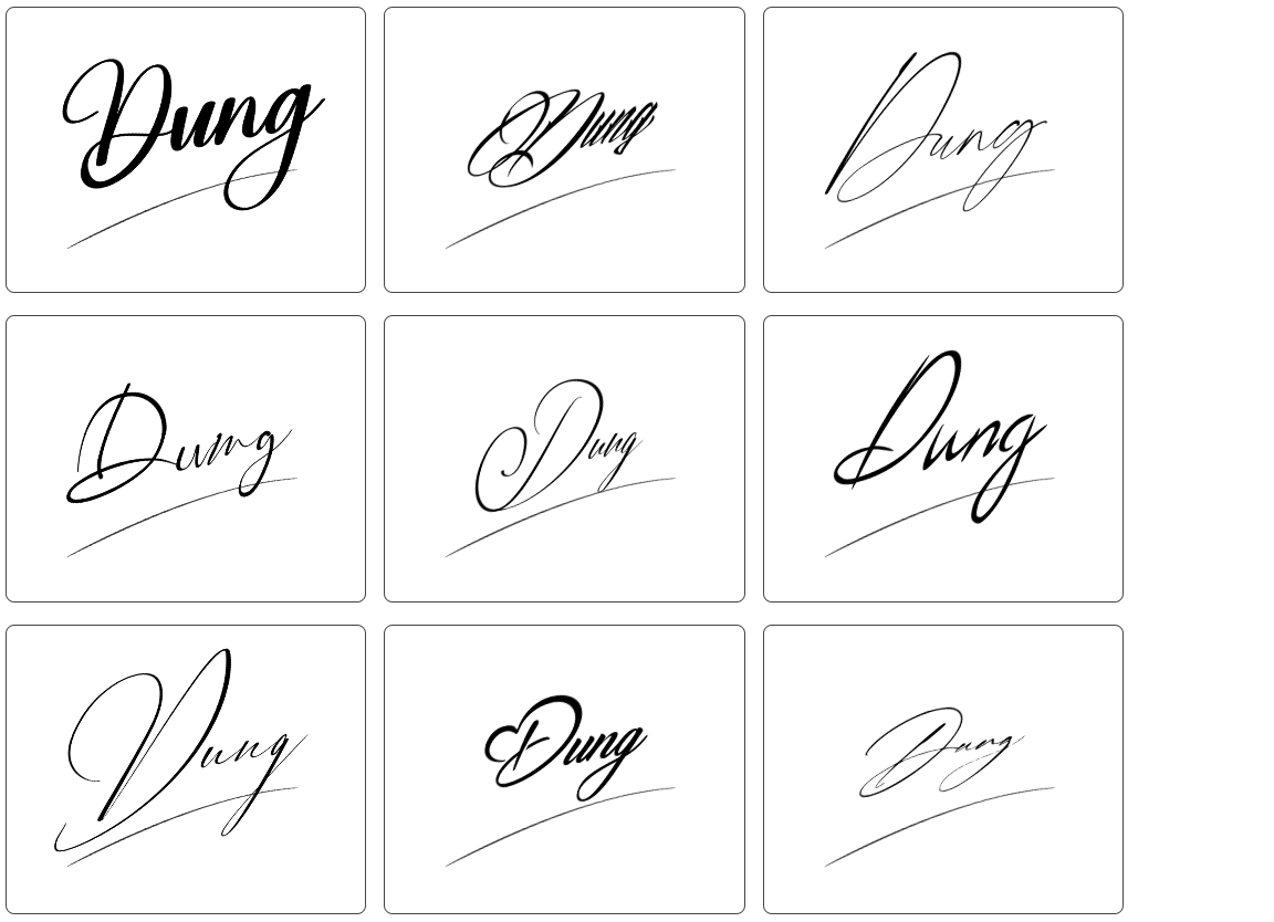 chữ ký tên dũng đơn giản