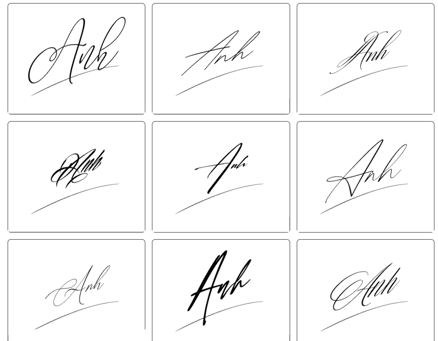 mẫu chữ ký tên anh