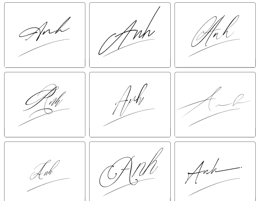 mẫu chữ ký tên anh