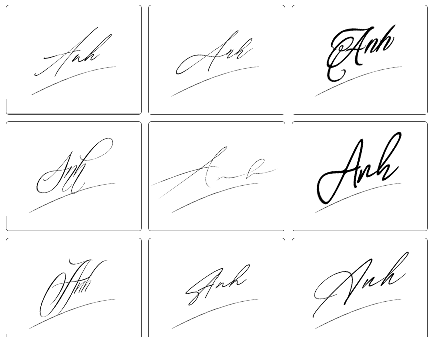 mẫu chữ ký tên anh