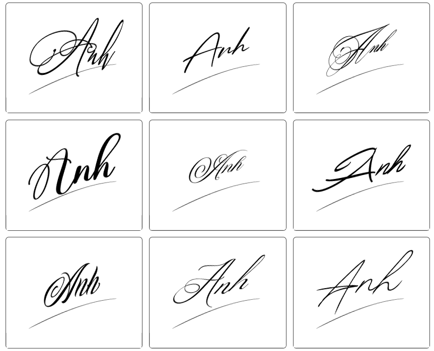 mẫu chữ ký tên anh