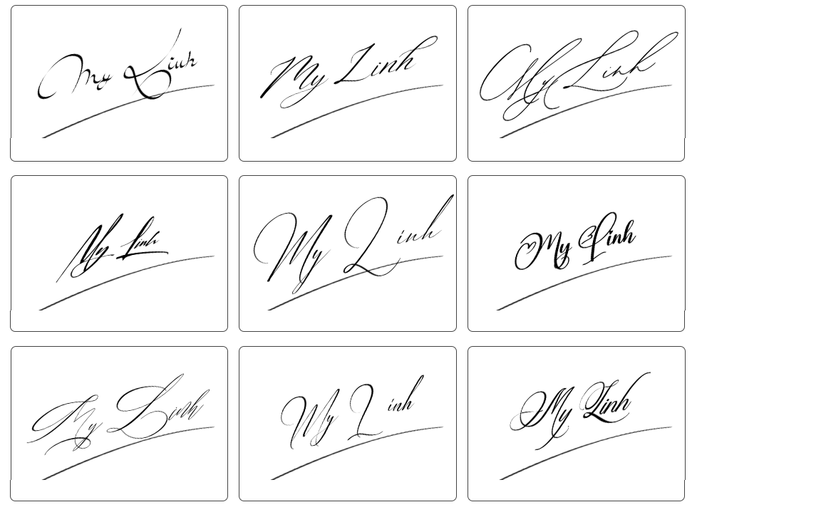 chữ ký mỹ linh