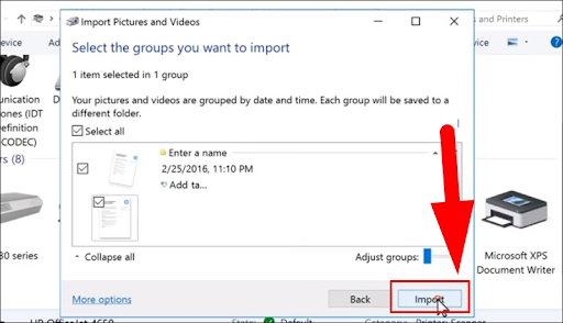 Nhấn import khi scan chữ ký