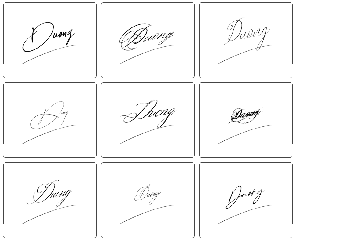 chữ ký mẫu cho người tên Dương