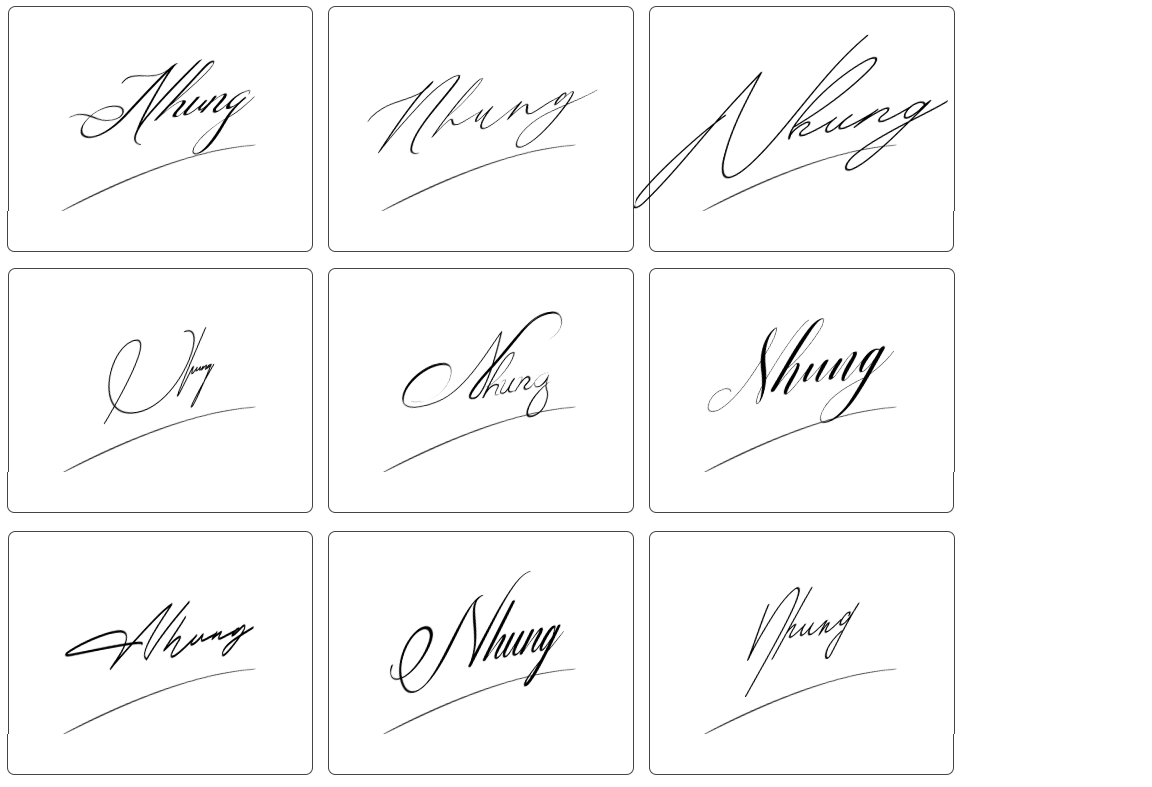 chữ ký mẫu tên nhung