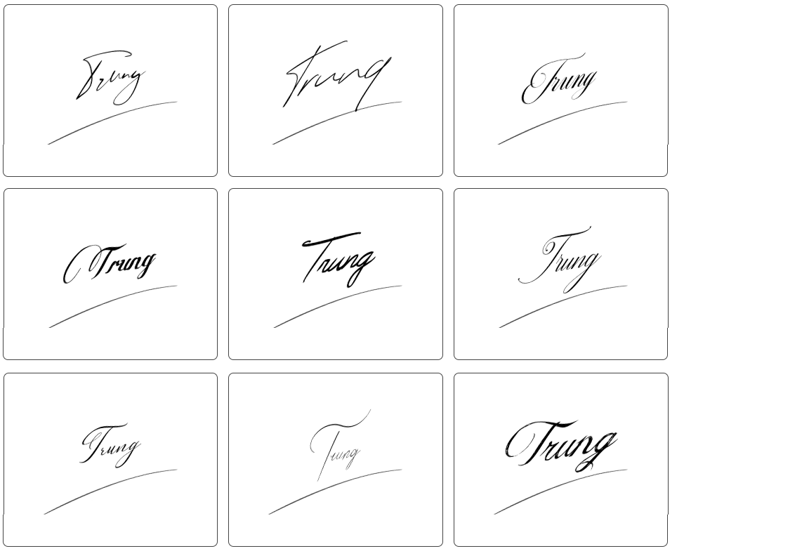 mẫu chữ ký tên trung