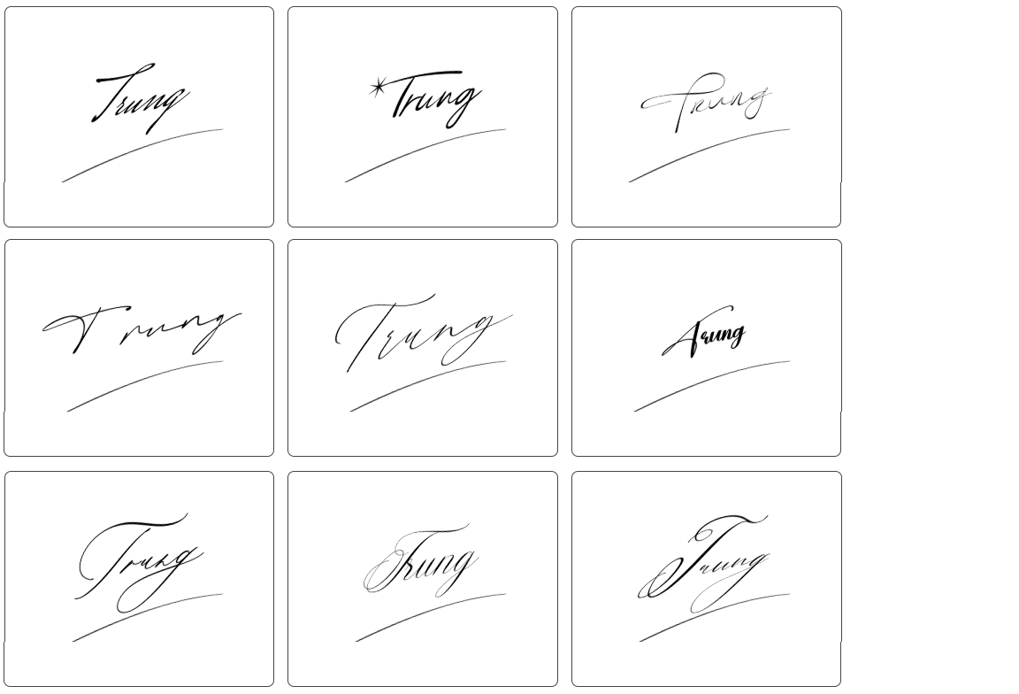 trung đẹp chữ ký tên trung