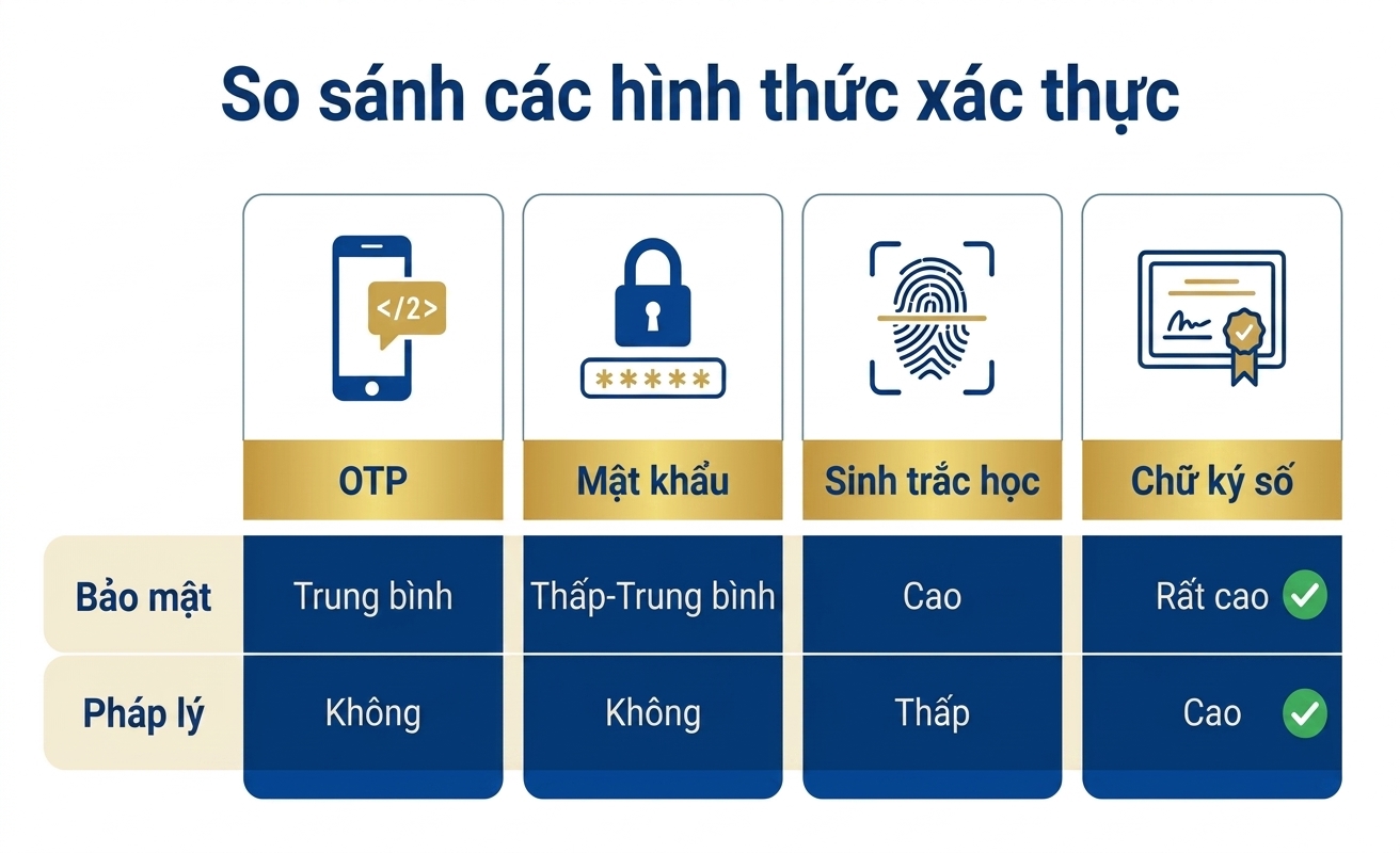 các hình thức xác thực chữ ký số trong giao dịch ngân hàng