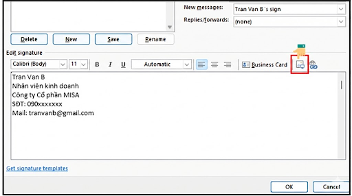 định dạng chữ ký outlook