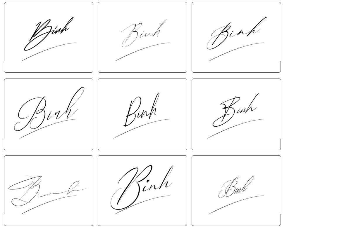 chữ ký bình đơn giản