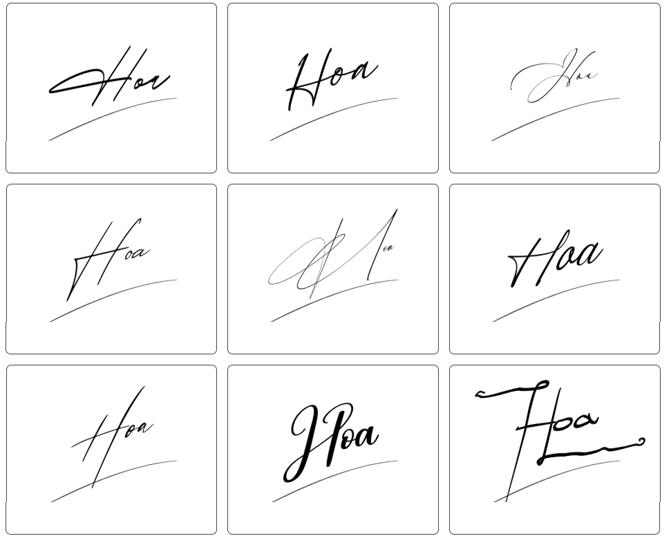 chữ ký tên hoa đơn giản