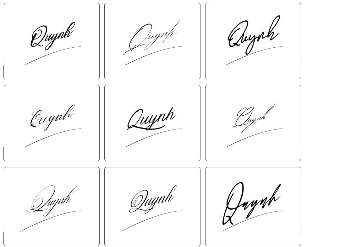 mẫu chữ ký tên quỳnh đơn giản