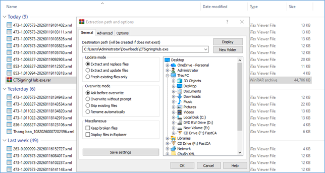 giải nén tệp TCT SigningHub