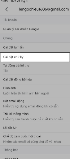 cài đặt chữ ký