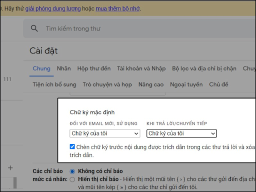 Thay đổi chữ ký để khi gửi mail cho nhiều người