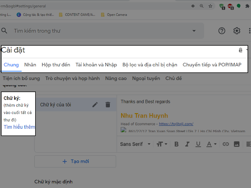 kích hoạt chữ ký