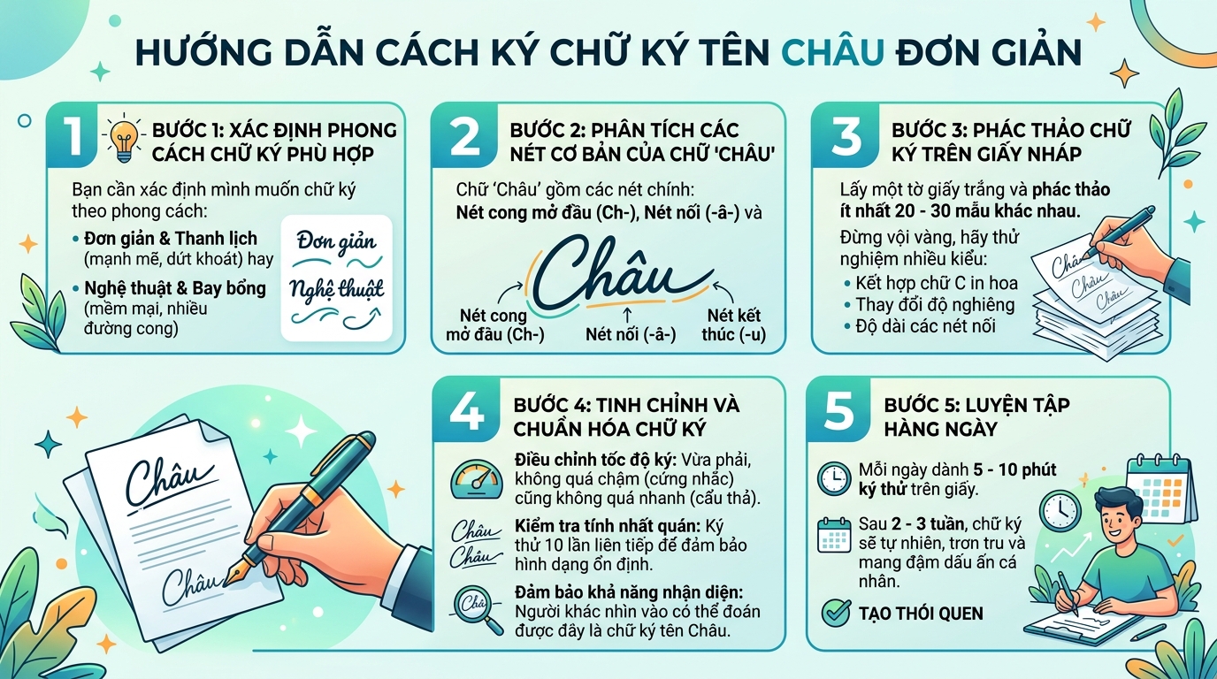 cách ký chữ ký tên Châu
