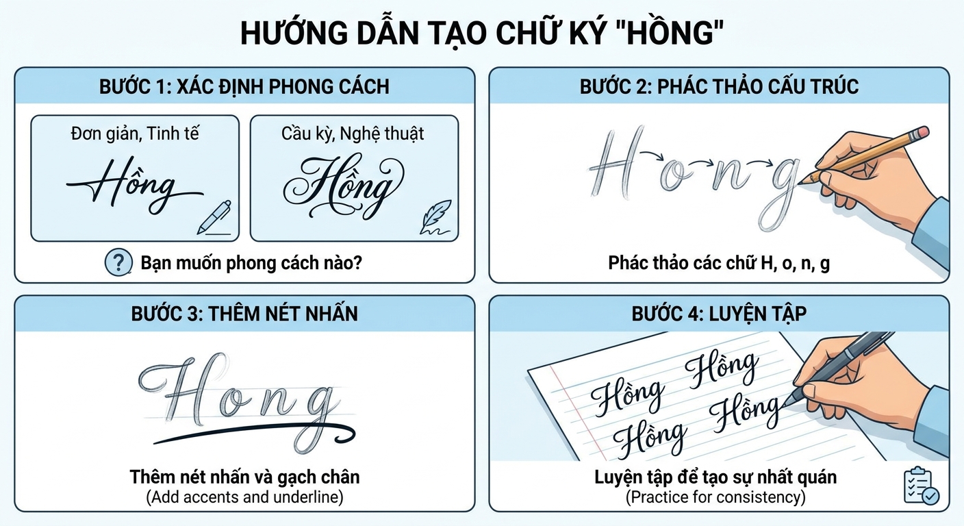 cách ký chữ ký tên hồng
