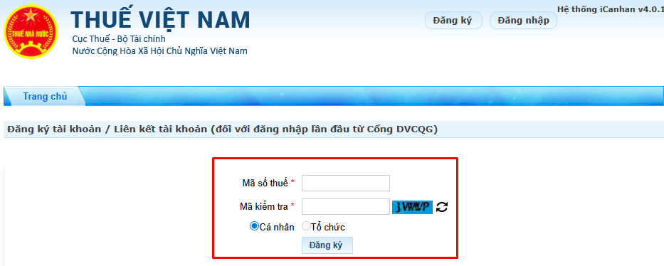 đăng ký thuế điện tử cho cá nhân