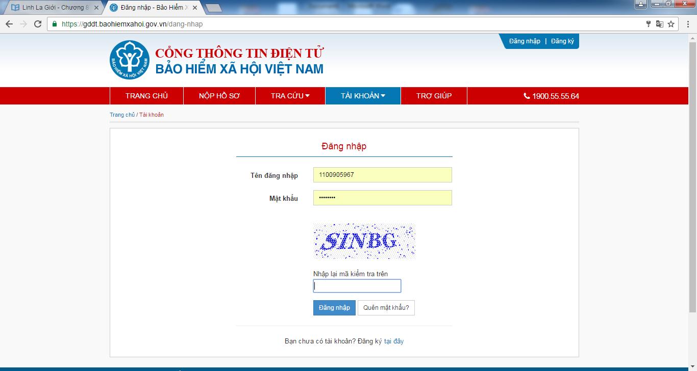 đăng nhập BHXH Việt Nam