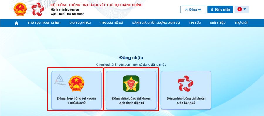 đăng nhập dịch vụ công