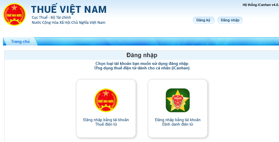 chọn phương thức đăng nhập