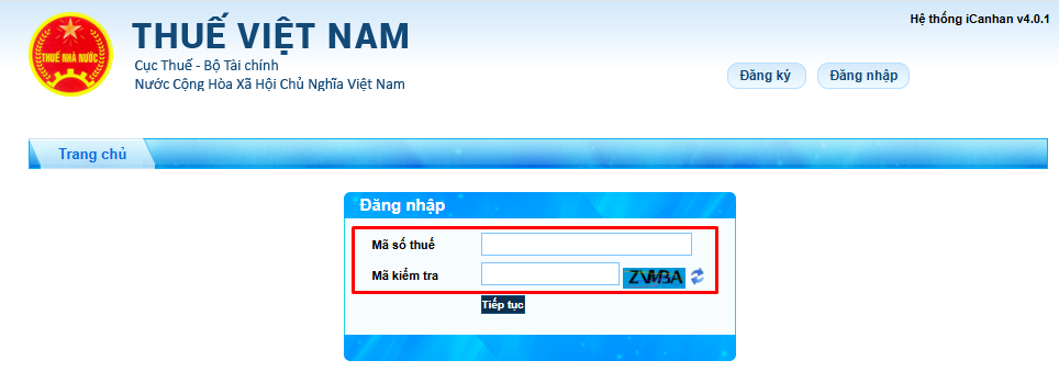 đăng nhập bằng tài khoản thuế điện tử