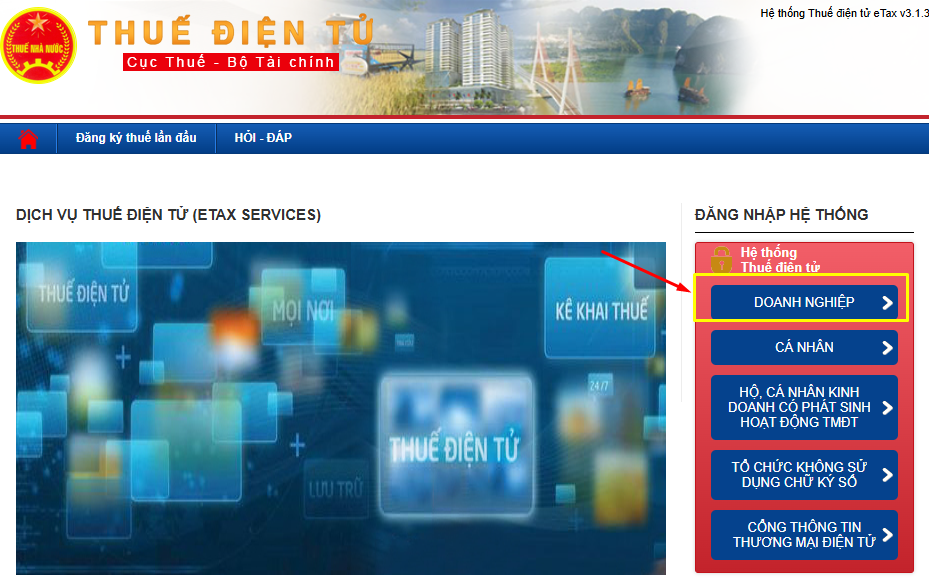 đăng nhập thuế điện tử doanh nghiệp