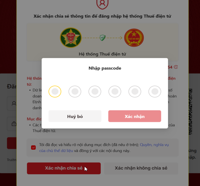 nhập passcode