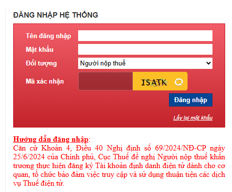 điền tài khoản đăng nhập
