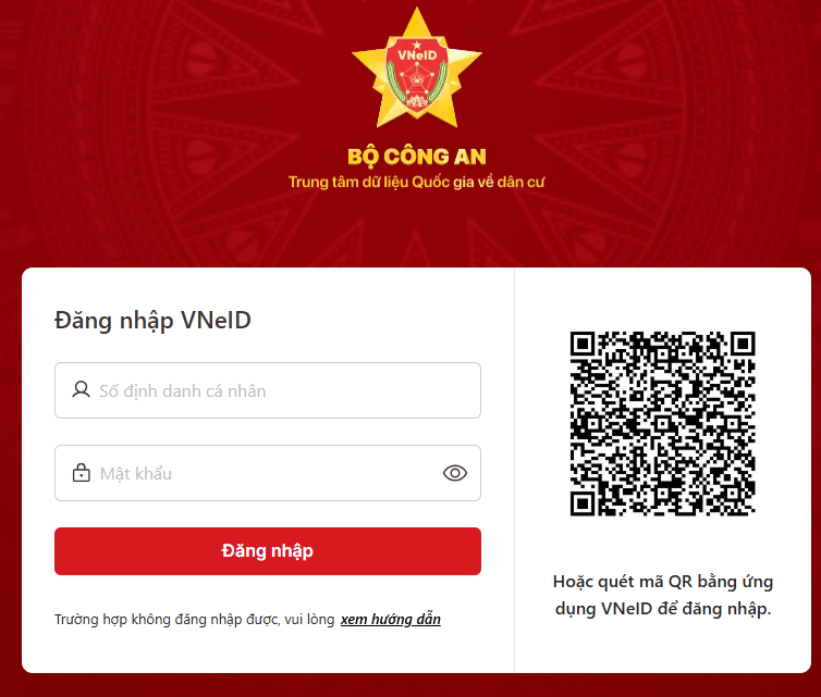 nhập thông tin định danh