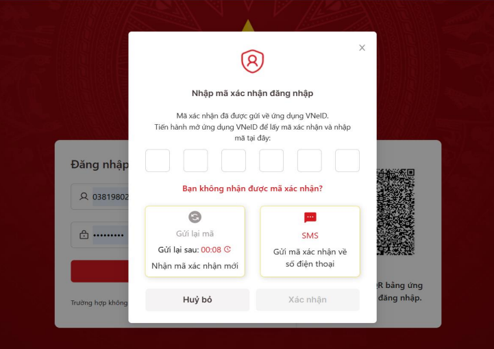 nhập mã xác nhận
