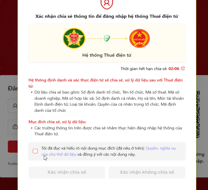 xác nhận chia sẻ