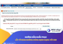 lỗi tờ khai không đúng với định dạng xsd