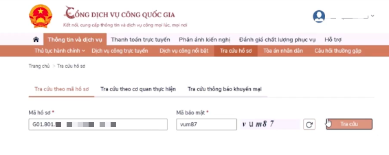 nhập mã hồ sơ
