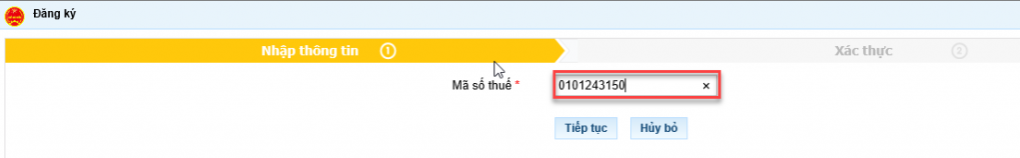 nhập mã số thuế