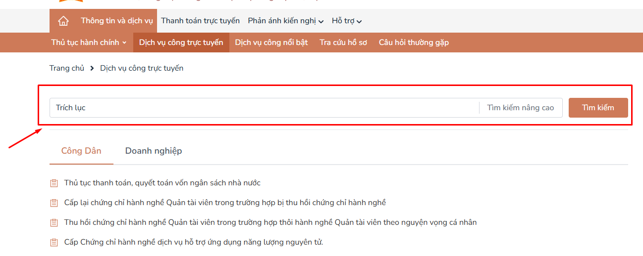 nhập tên thủ tục
