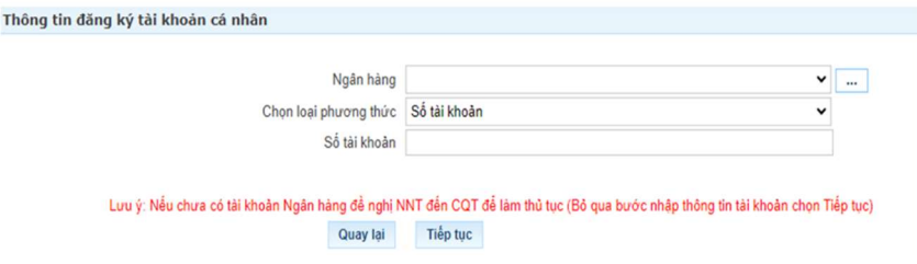 nhập thông tin tài khoản ngân hàng