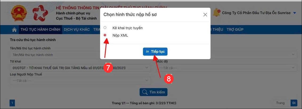 nộp XML