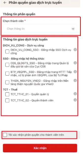 phân quyền giao dịch trực tuyến