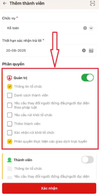 điền thông tin người được thêm