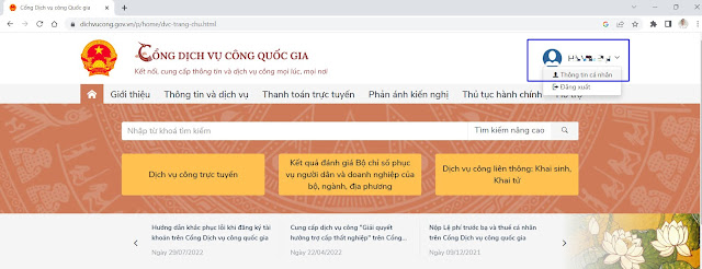 truy cập cổng dịch vụ công quốc gia