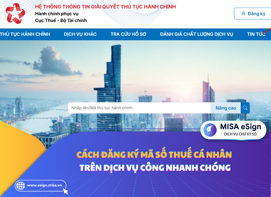 cách đăng ký mã số thuế cá nhân trên dịch vụ công