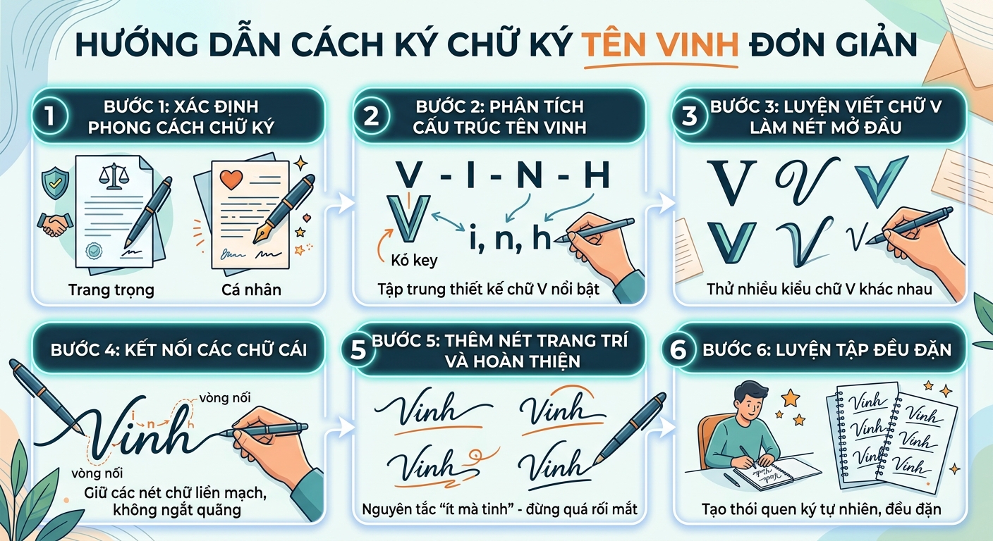 cách ký chữ ký tên Vinh