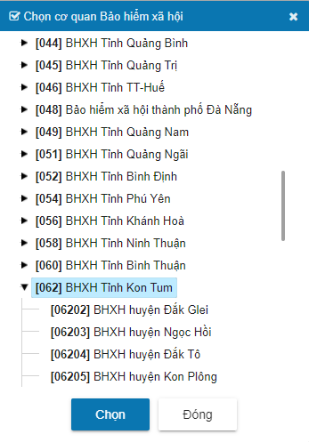 chọn cơ quan BHXH