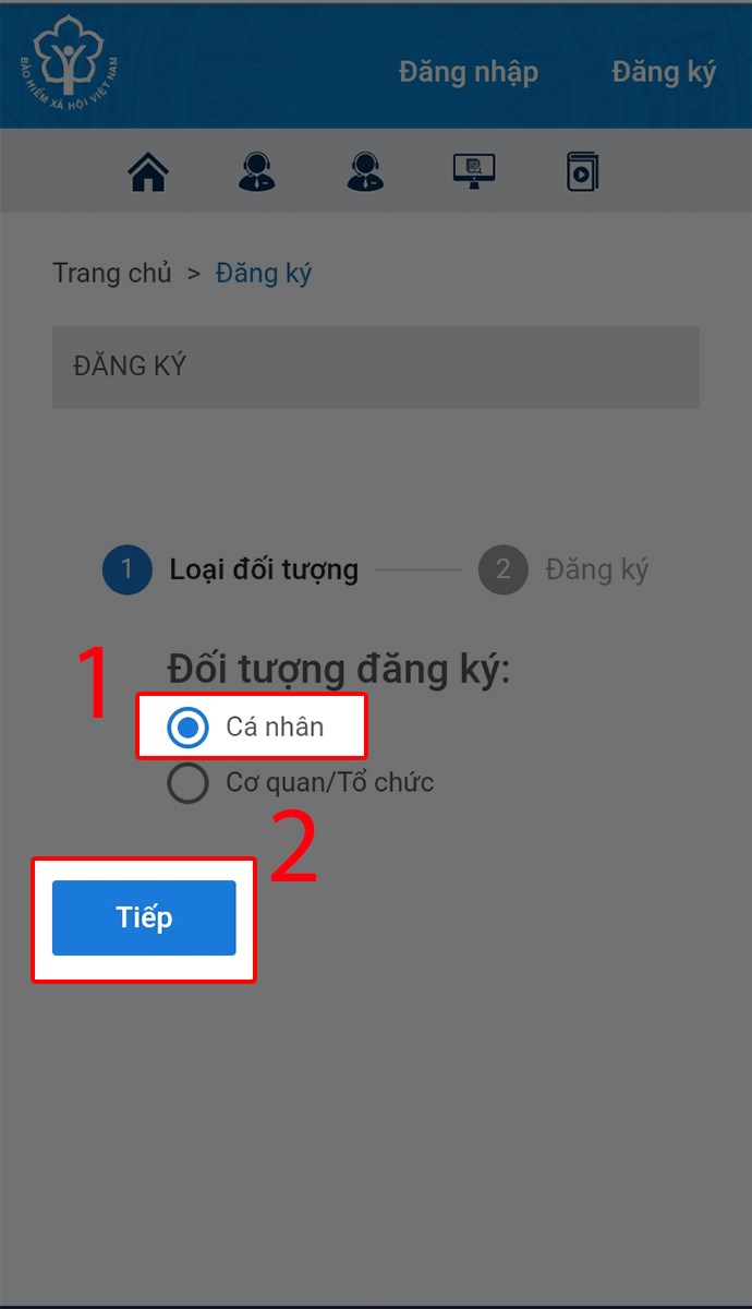 chọn đối tượng đăng ký