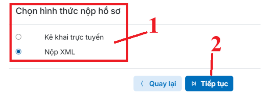 chọn hình thức nộp hồ sơ