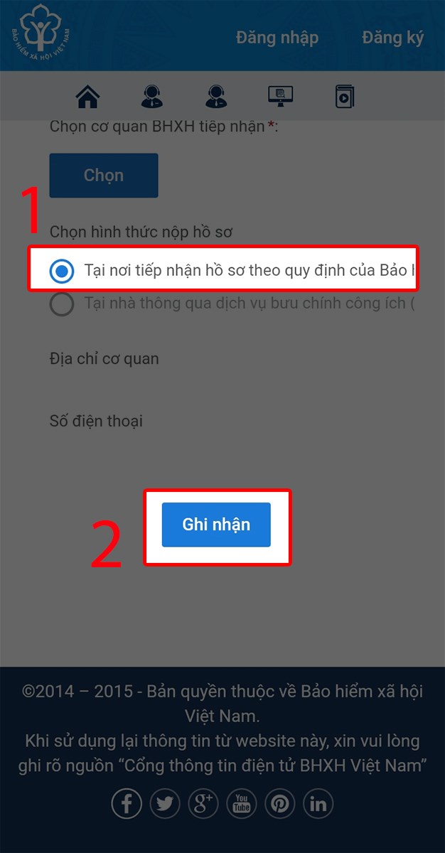 chọn hình thức nộp hồ sơ