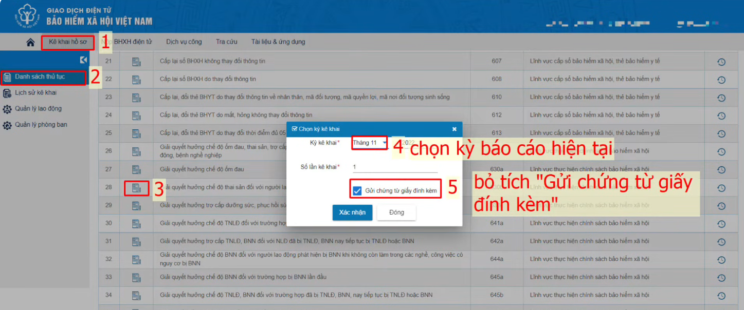 chọn kỳ kê khai